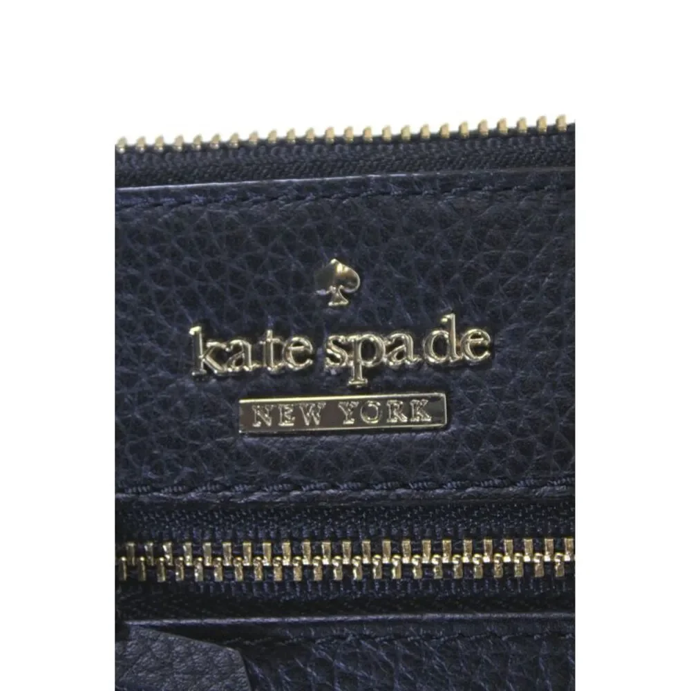 Kate Spade Womens Leather Striped Interior Zip Wristlet Black